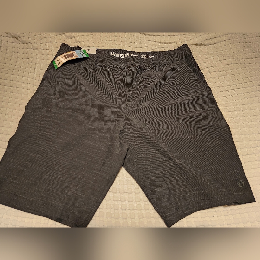 NWT Men's Hang Ten Hybrid Gray Patterned Shorts - Size 38